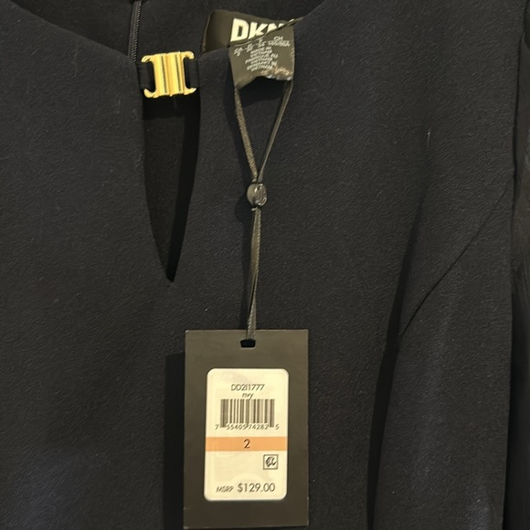 DKNY Navy blue dress with sheer sleeves size 2 - Picture 4 of 6